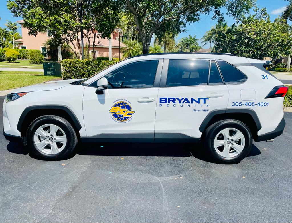 Bryant Security Company Patrol Car in North Miami