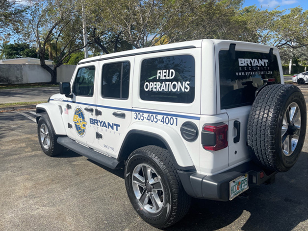 Bryant Security Company Patrol Jeep in North Miami